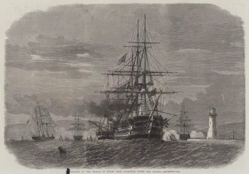 Vertrek van de Prins van Wales uit Plymouth Sound naar Canada